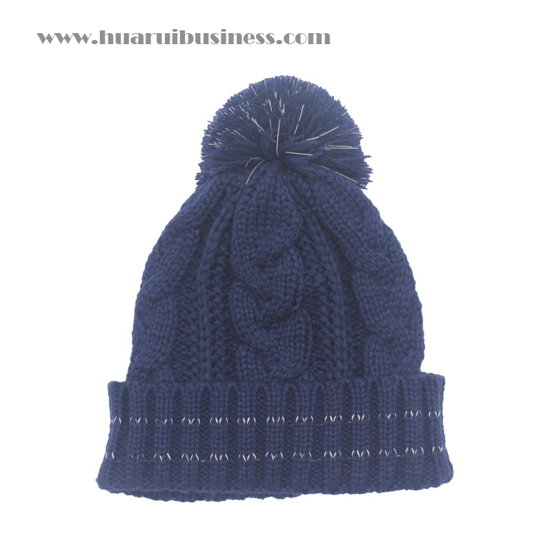 chunky knit blend καλώδιο με μανσέτα, καπέλο, tuque, unisex, χειμερινό beanie με pom pom, μανσέτα με αντανακλαστικές ρίγες, pom pom με αντανακλαστικό αποτέλεσμα επίσης